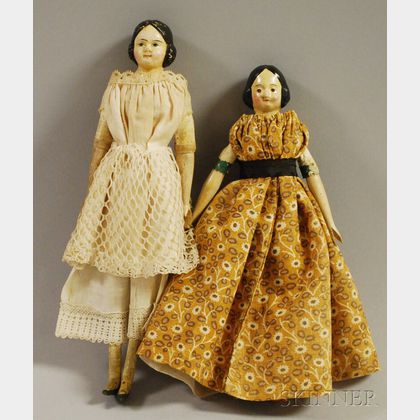Two Small Papier-mache "Milliner's Model" Dolls