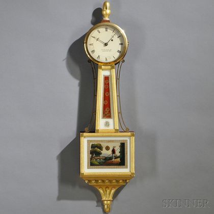 T.E. Burleigh Jr. Mahogany Patent Timepiece or "Banjo" Clock