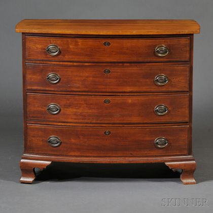 Federal Inlaid Cherry Bowfront Chest of Four Drawers