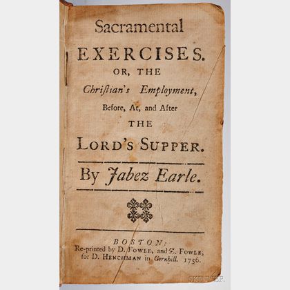 Earle, Jabez (1676?-1768) Sacramental Exercises.