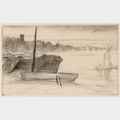 James Abbott McNeill Whistler (American, 1834-1903) Chelsea Bridge and Church