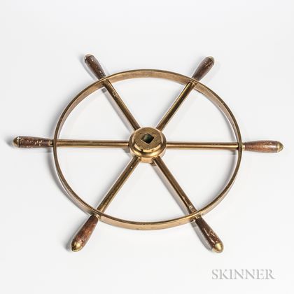 Brass and Mahogany Ship's Wheel