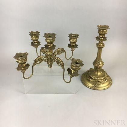 Barbour Silver Co. Art Nouveau Gold-painted Five-light Candelabra