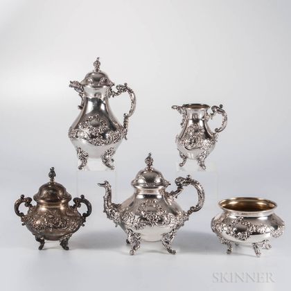 Five-piece Shiebler Sterling Silver Tea and Coffee Service