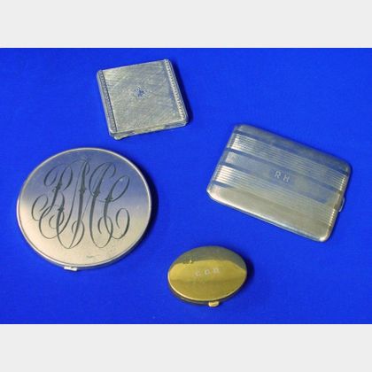 Two Sterling Compacts, a Sterling Cigarette Case, and an .800 Silver Compact