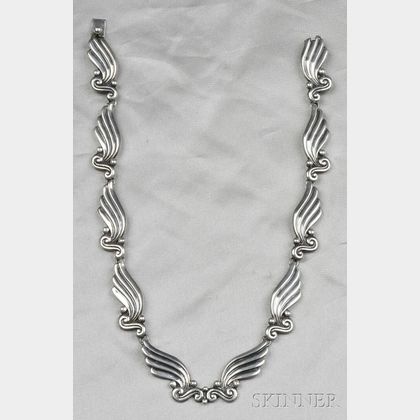 Sterling Silver Necklace and Earclips, Margot de Taxco