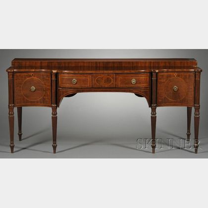 Scottish Georgian Inlaid Mahogany Bowfronted Stage-top Sideboard