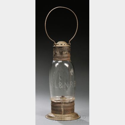 Etched Glass, Brass, and Tin Boston, Lowell, and Nashua Railroad Lantern