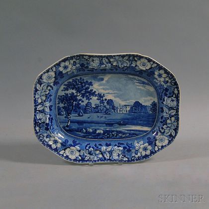 Blue and White Transfer-printed Staffordshire Platter