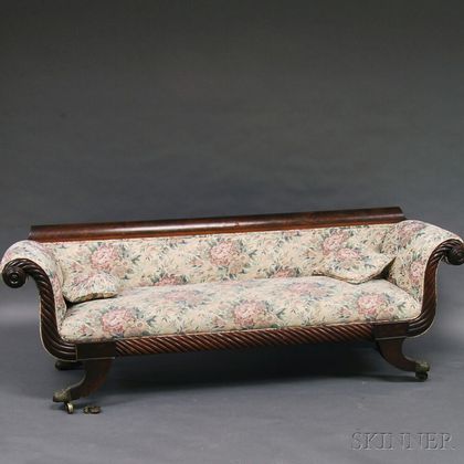 Classical Mahogany Upholstered Sofa