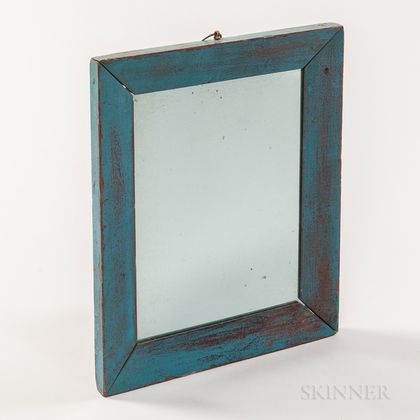 Blue-painted Pine Frame Mirror