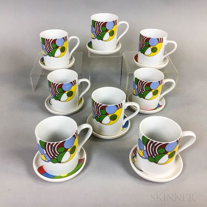 Set of Eight Frank Lloyd Wright for Tiffany "Cabaret" Coffee Cups and Saucers. Estimate $20-200