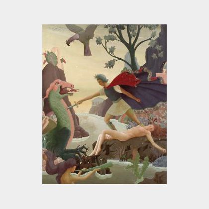 American School, 20th Century Slaying the Dragon/A Fantasy Illustration