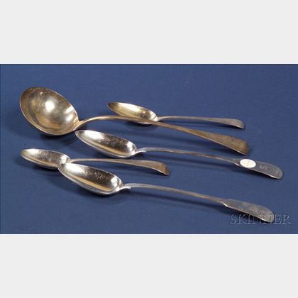 Five Georgian Silver Serving Spoons