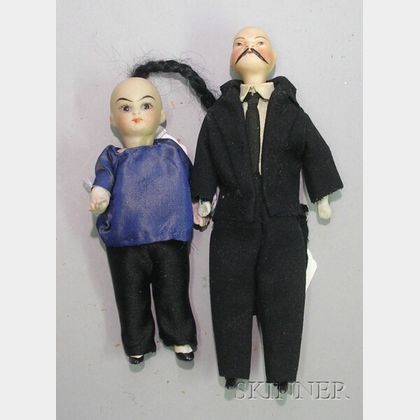 Two Chinese Character Bisque Dolls