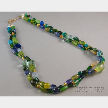 Double-strand Multicolored Bead Necklace