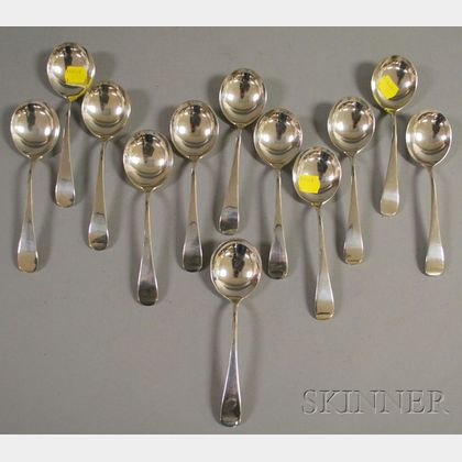 Set of Twelve Whiting Sterling Silver Soupspoons