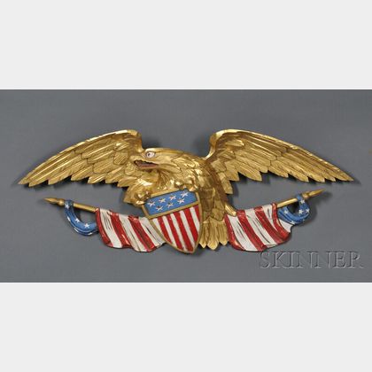 Carved, Gilded, and Painted Federal Eagle Wall Plaque
