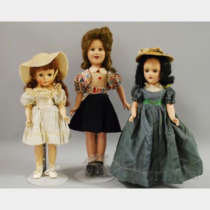 Three Composition and Hard Plastic Dolls