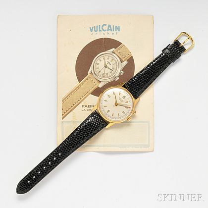Gentleman's "Vulcain Cricket" Alarm Wristwatch