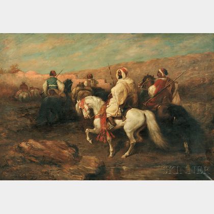 After Adolph Schreyer (French/German, 1828-1899) Arabs on Horseback