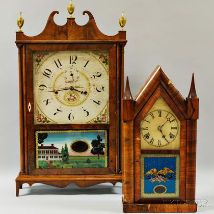 Seth Thomas Pillar and Scroll Shelf Clock and a Waterbury Steeple Clock