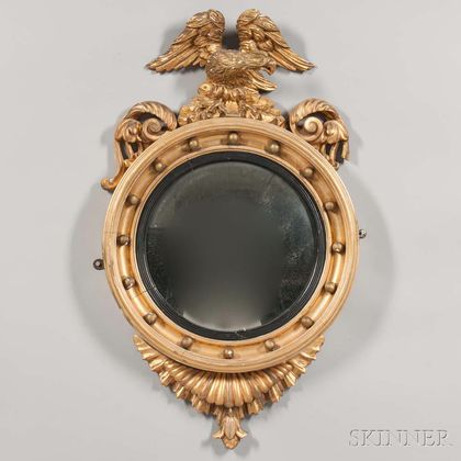 Classical Carved and Gilt-gesso Convex Mirror