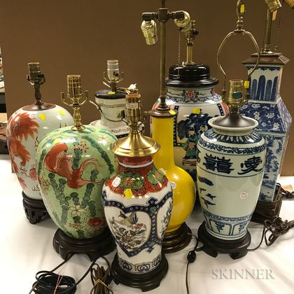 Eight Chinese Jars Converted to Lamps
