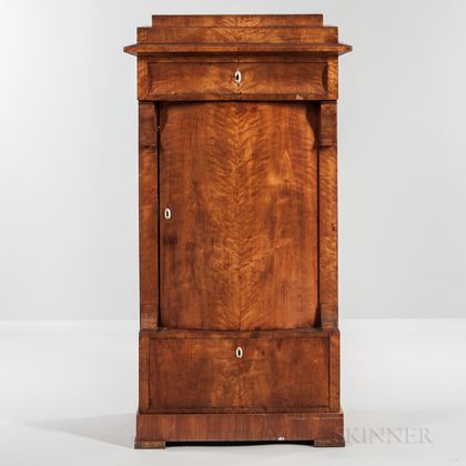 Biedermeier Fruitwood-veneered Tall Cabinet