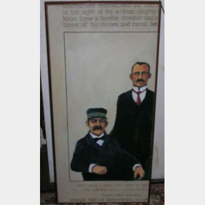Modern Framed Oil on Canvas Portrait of Two Seamen