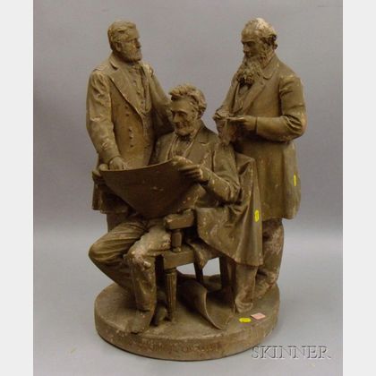 Rogers Painted Plaster Figural Group The Council of War
