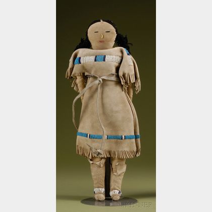 Plains Beaded Leather and Cloth Doll