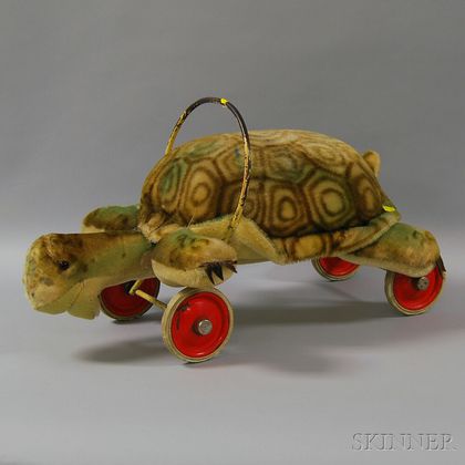 Ride-on Steiff Plush Turtle on Wheels