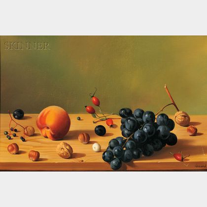 Fernand Renard (French, b. 1912) Still Life with Fruit on a Shelf
