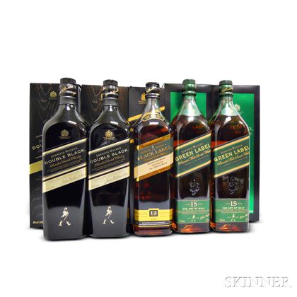 Mixed Johnnie Walker, 5 1000ml bottles 
