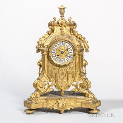 French Baroque-style Bronze Mantel Clock