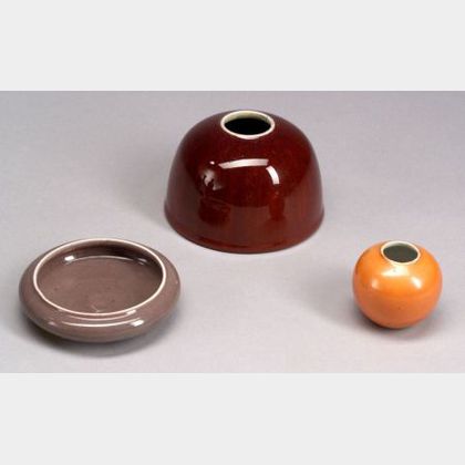 Three Monochrome Porcelain Items