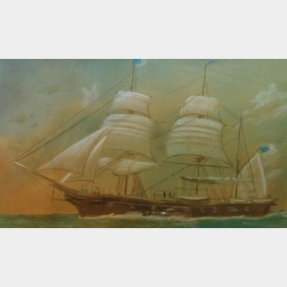 Two Framed American School Portraits of Clipper Ships