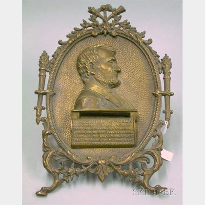 Abraham Lincoln, February 21, 1881 Newark, New Jersey Commemorative Cast Brass Plaque