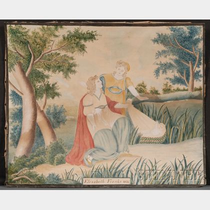 American School, 19th Century Schoolgirl Picture Depicting the Biblical Story of Moses in the Bulrushes.