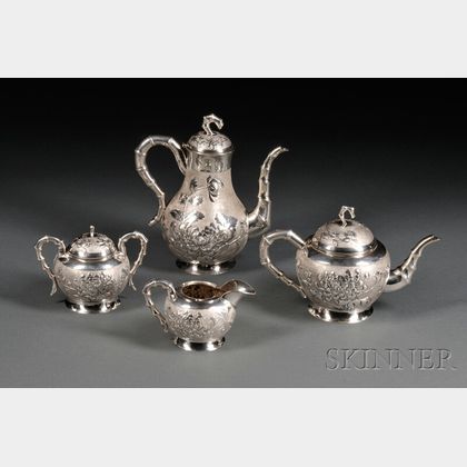 Four-piece Chinese Export Silver Coffee and Tea Set