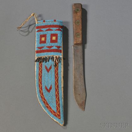 Sioux Beaded Hide Knife Sheath