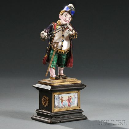 Viennese Silver, Enamel, and Freshwater Pearl Figure