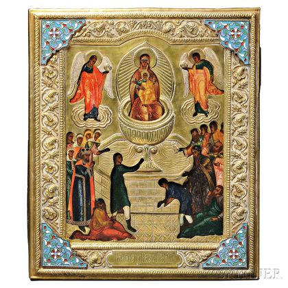 Russian Icon Depicting the Mother of God the Life-giving Spring