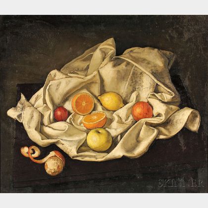 Isaac Diaz Pardo (Spanish, 1920-2012) Still Life with Fruit on a White Cloth