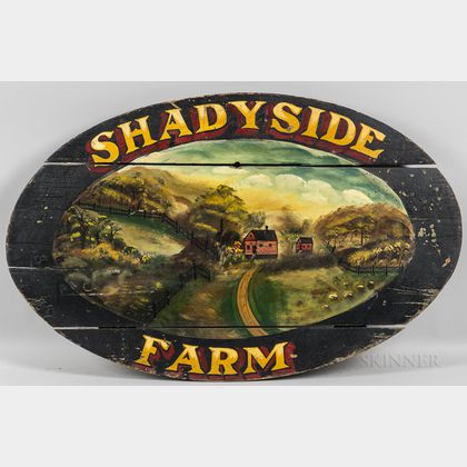 Painted "Shadyside Farm" Oval Sign