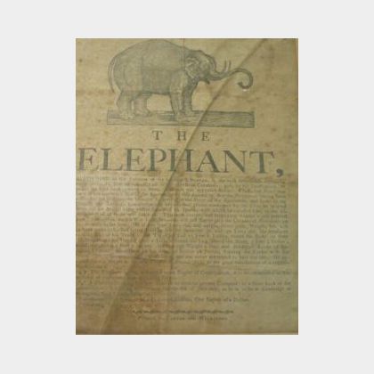 Printed Broadside, &#39;The Elephant&#39;, 1797, printed by Carter & Wilkinson