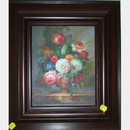 Framed Dutch-style Oil on Canvas Floral Still Life