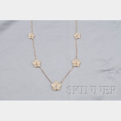 18kt Rose Gold and Diamond Flower Necklace