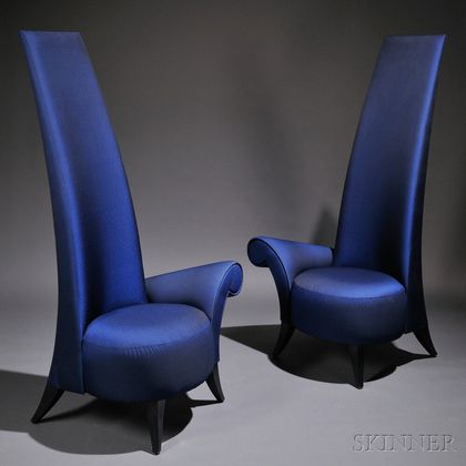 Two Contemporary La Diva High-back Lounge Chairs 